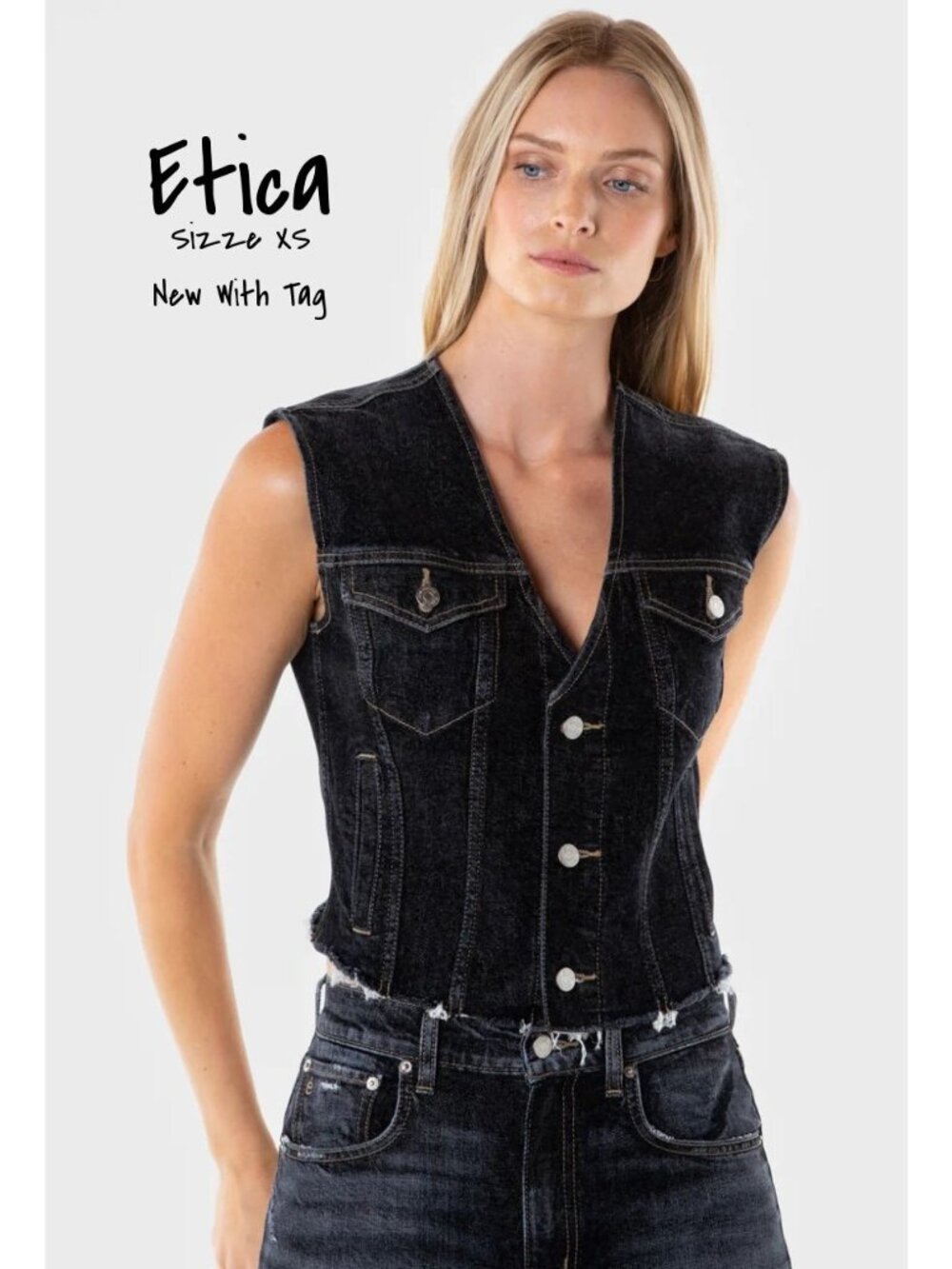 Ética Hollis Denim Vest - Morrow Bay XS X-Small NWT New With Tag, Women